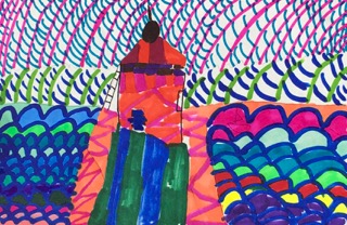 Shapes and colors highlight BRES fourth grader Tyson Barker’s lighthouse drawing. Courtesy of Jessica Nadeau/BRES