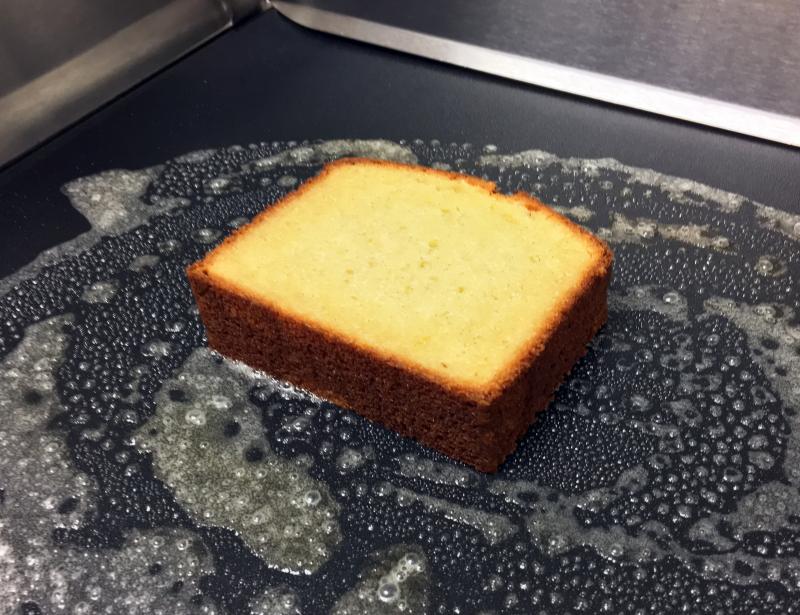 Vanilla bean pound cake is seared in salted butter before being served with other mouthwatering ingredients and served at the Boothbay Harbor Country Club. SUZI THAYER/Boothbay Register