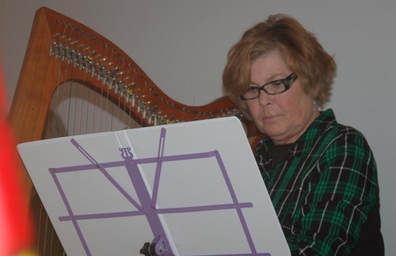 Mary Ann Kotross plays with Maine Harp Circle. ART MAYERS/Boothbay Register