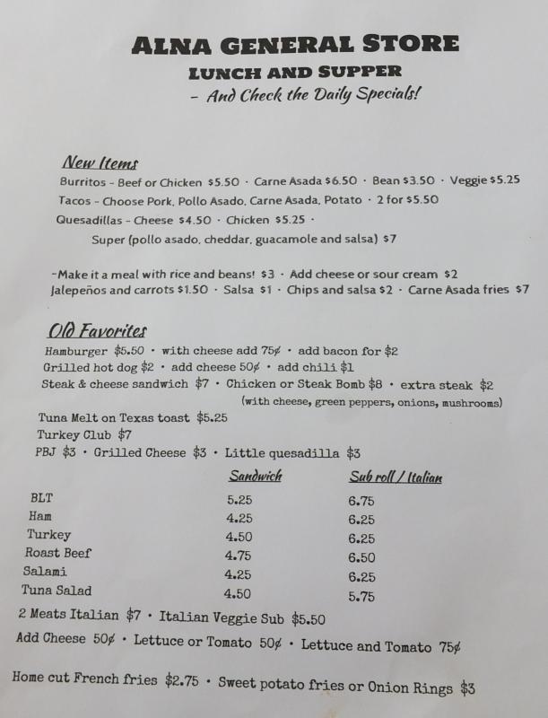 El menu. LISA KRISTOFF/Boothbay Register