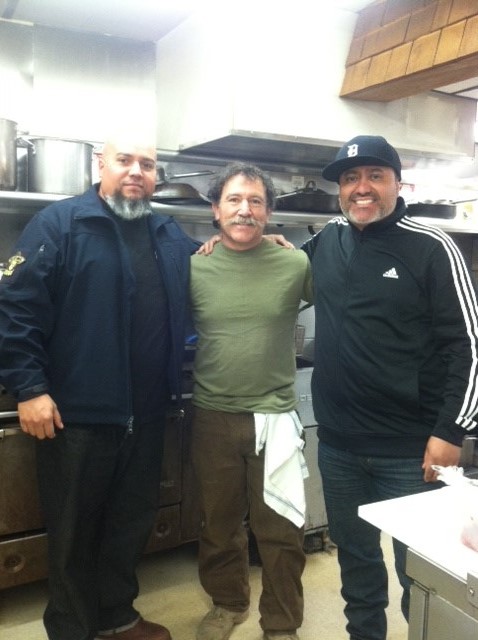 The Three Amigos during the Mexican Cook Off, from left: Sal Samano, Ken Solorzano, Hugo Sevilla. Courtesy of Jane Solorzano