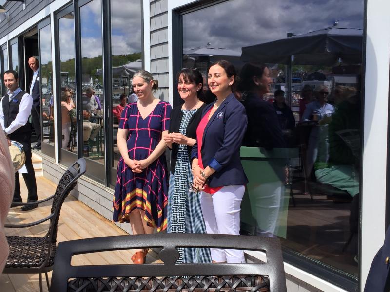 Amy Redfern, left, Melissa Neel and Michelle Amero at the opening of the Boothbay Harbor Oceanside Golf Resort. SUZI THAYER/Boothbay Register