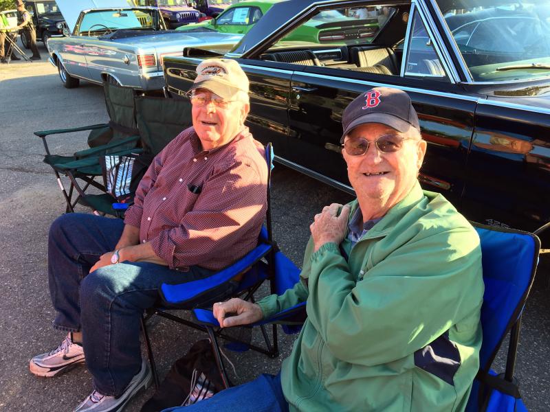 Jim Bailey, left, of Damariscotta, and Joe McDermott of Bristol relaxed and enjoyed the music at Newcastle CDJRV’s 11th annual Jeep NIght on June 14. SUZI THAYER/Boothbay Register