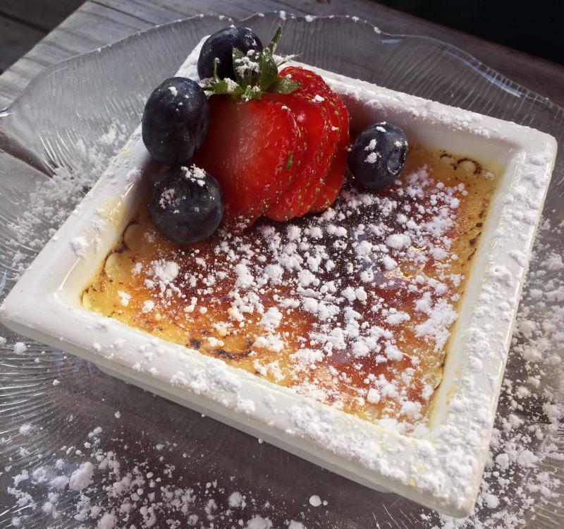 Creme brulee at the Carriage House Restaurant. SUZI THAYER/Boothbay Register