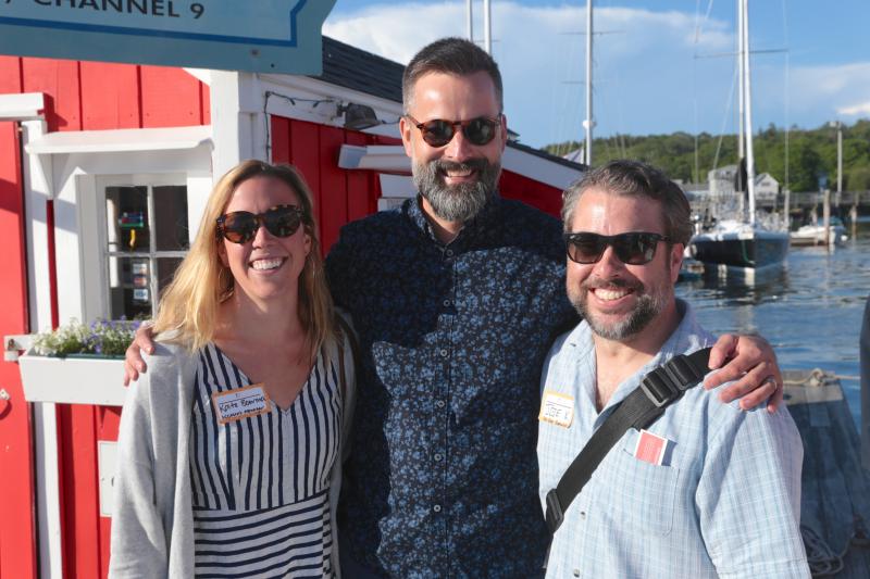 TurnKey Vacation Rentals hosted nearly 60 vacation rental homeowners during Windjammer Days Festival to celebrate TurnKey’s one-year anniversary of its Maine office. Pictured from left are Kate Boerma (account manager), Jason Schlosser (general manager) and Joe Klimkiewicz (field operations specialist) hosted the guests. Courtesy photo