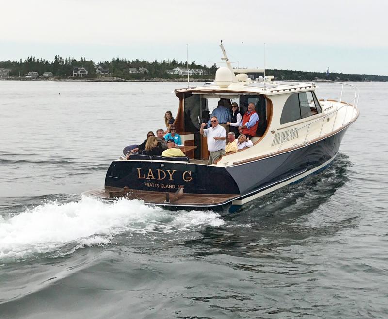 One of the Hinkleys that transported guests to a fundraising event at the Cuckolds Inn and Lighthouse on July 29. Courtesy of Michelle Amero