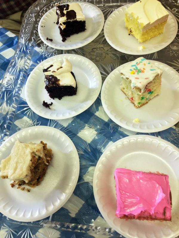 As always, a variety of freshly baked cakes are available for dessert. SUZI THAYER/Boothbay Register