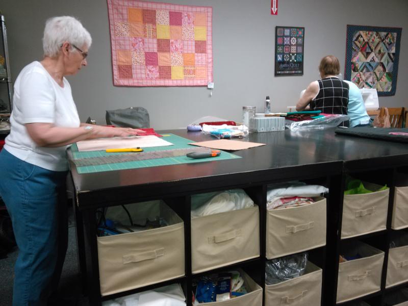 Volunteers from the Community Center’s Just Sew group make good use of the new fiber arts room and its furnishings. JANE CARPENTER/Boothbay Register