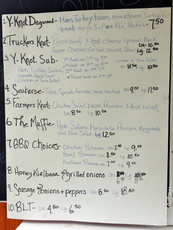 The dessert menu at Y-Knot takeout stand. SUZI THAYER/Boothbay Register