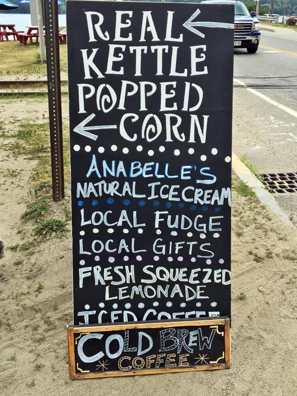 The sign for Cameron Clan Kettle Corn, on Route 1 in Wiscasset. SUZI THAYER/Boothbay Register