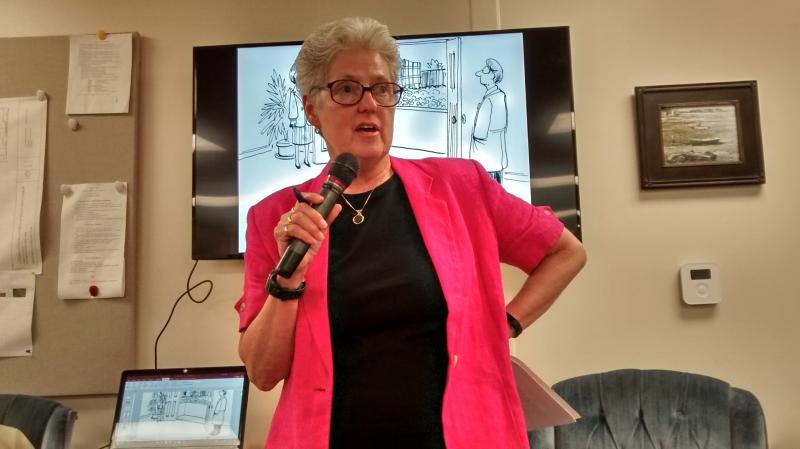 Dr. Wendy Wolf leads a forum on health care at the Congregational Church of Boothbay July 12. MORGAN CALLAN ROGERS/News Contributor