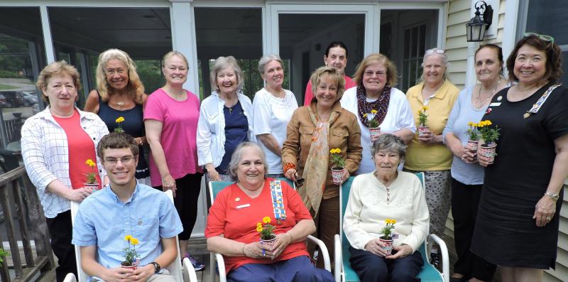 Present at the June meeting are, from left, front row: Patrick White, DAR Good Citizen Award Winner from Medomak Valley H.S., Vice Regent Mickey Brown, Flora Hewitt; back row: Sara Fahnley, Joannie Oram, Barbara Belknap, Miriam Buckley, Jean Hoyenski, Deborah DeGroff, Clara Wentworth, Shirley Peverly, Melba Gunnison, Carolyn Harris and Regent Audrey Miller. Courtesy of Diane Randlett