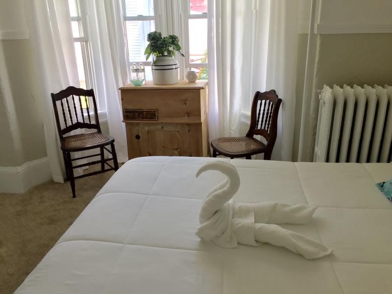 One of the newly renovated, brightened guest rooms at Captain Sawyer’s Bed & Breakfast in Boothbay Harbor. SUZI THAYER/Boothbay Register