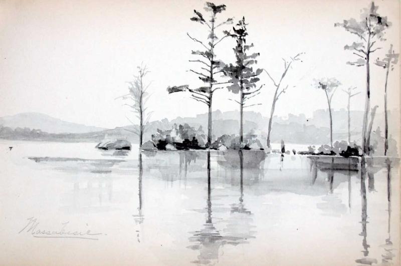 Titcomb, Untitled: This untitled drawing is a pen and ink study (possibly Ogunquit), 1893, by Mary Bradish Titcomb and is part of the exhibit Summerings with Mary Bradish Titcomb at James L. Kochan Fine Art & Antiques, Wiscasset. Courtesy of Lucia Droby Mary Bradish Titcomb