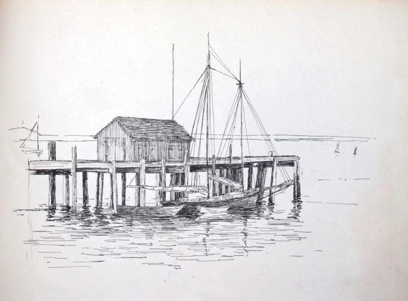 Titcomb, Massabessic: Massabessic (Maine), 1892, ink and watercolor wash on paper, by Mary Bradish Titcomb on view at James L. Kochan Fine Art & Antiques, 75 Main St., Wiscasset. Courtesy of Lucia Droby Mary Bradish Titcomb