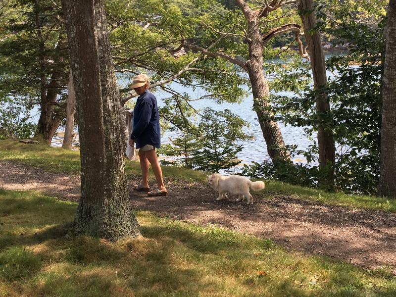 Prosper follows his mom, Susan Fridy, back to the car. SUZI THAYER/Boothbay Register