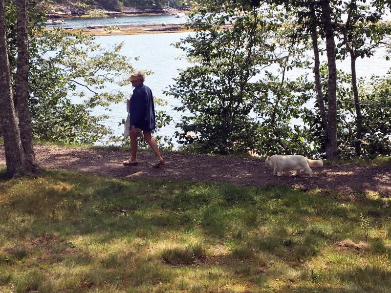 Prosper follows his mom, Susan Fridy, back to the car. SUZI THAYER/Boothbay Register