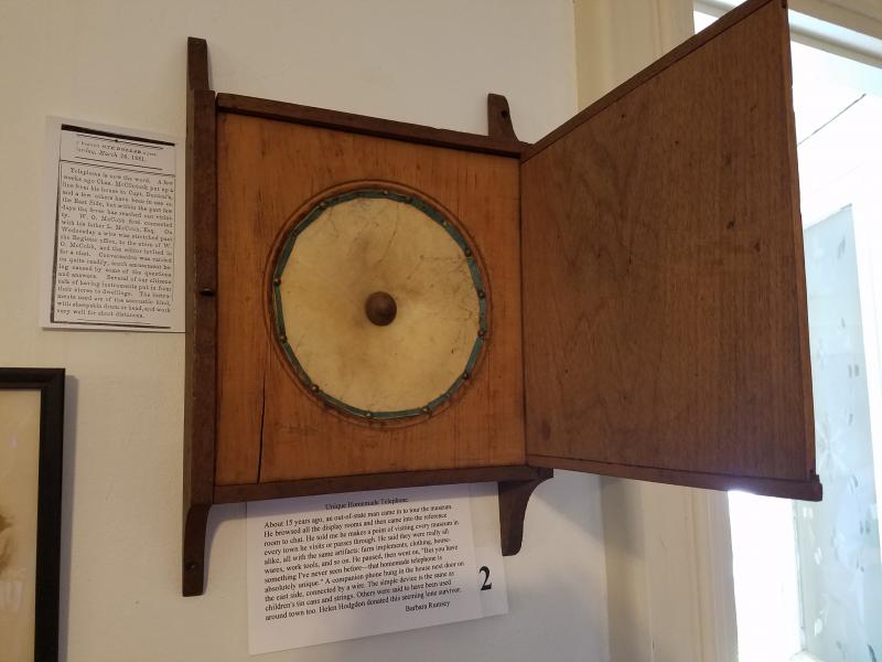 A homemade telephone, using the same principle used in kids’ tree houses with tin cans and string. KATRINA RICKERMANN/Boothbay Register