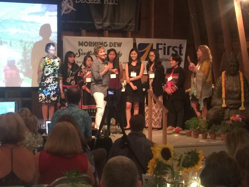 From left are Patty Zinkowski, Seeda, Faii, McBride, Khai, Lek, Pui and Mee. JOSEPH CHARPENTIER/Boothbay Register