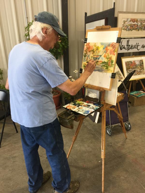 Tony van Hasselt - live demo. 2017 Arts and Yachts Exhibit. JOSEPH CHARPENTIER/Boothbay Register