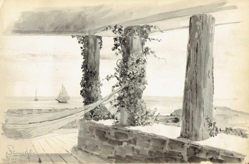 Titcomb, Stancliffe: Stancliffe (greater Portland), 1892, graphite and watercolor on paper, by Mary Bradish Titcomb, at James L. Kochan Fine Art & Antiques. Courtesy of Lucia Droby Mary Bradish Titcomb