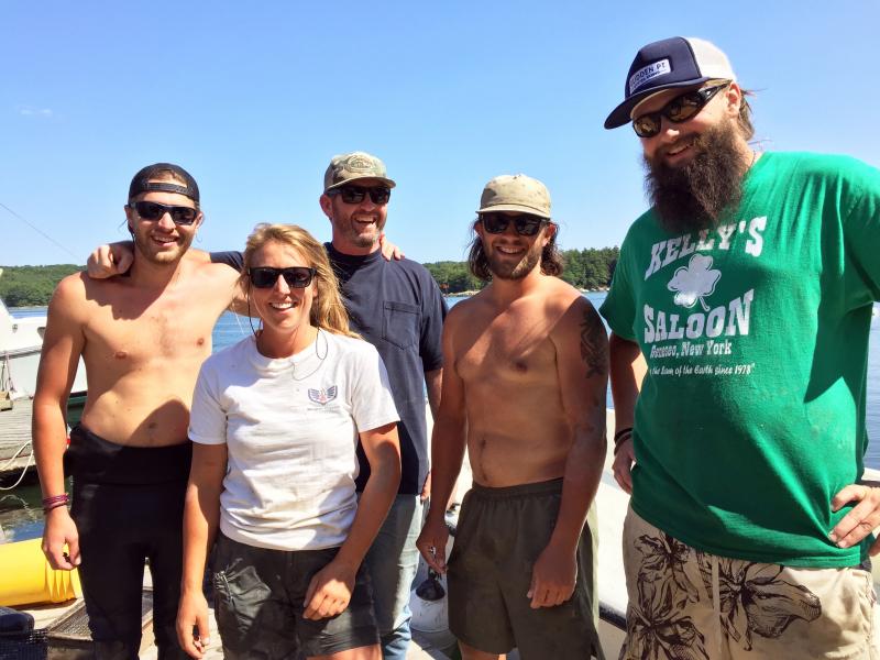 The Glidden Point team: Zak Kuras, left, Kelsey Kraft, owner Ryan McPherson, Jonathan Turcotte and Uncle Pete Argentieri. SUZI THAYER/Boothbay Register