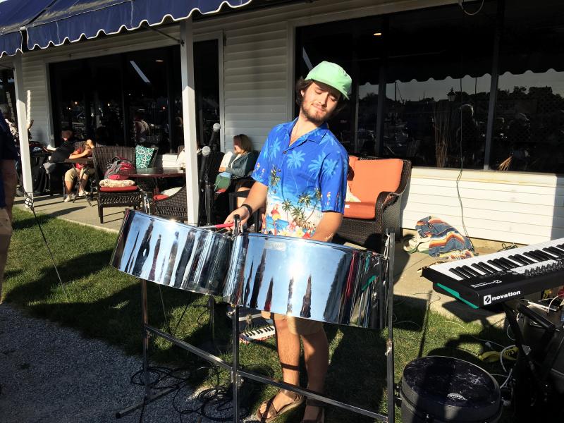 Ben Betts entertained the crowd with his steel drums at the Boothbay Harbor Inn. SUZI THAYER/Boothbay Register