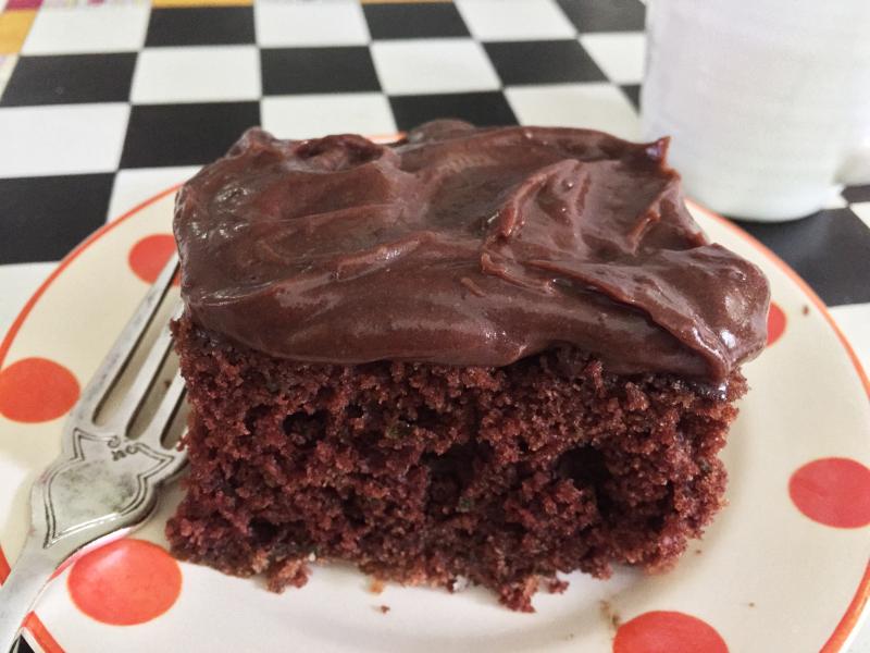 Frozen, and thawed and warmed, chocolate zucchini cake. Yum! SUZI THAYER/Boothbay Register