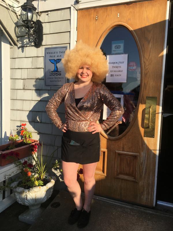 The food wasn’t the only attraction at the Whale’s Tale. Most of the staff were decked out for a decades theme party. Lexus, pictured here, was a ‘70s showstopper. SUE MELLO/Boothbay Register