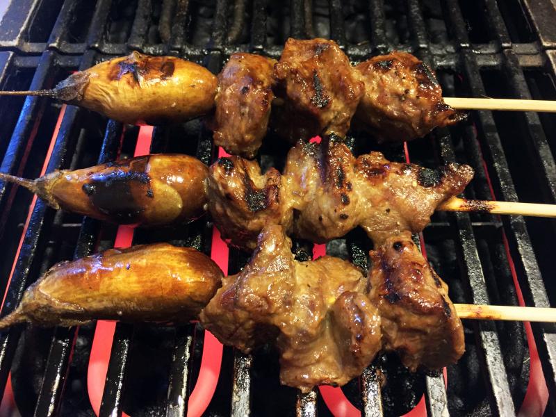 Shish kabobs grilling on the Jenn-Air ®. SUZI THAYER/Boothbay Register