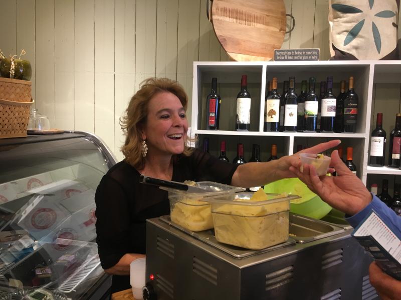 Two time Harborfest best taste winner, Stacey McLellan served lobster, fresh tarragon, roasted garlic and Meyer lemon ravioli, topped with a brown butter Meyer lemon sauce at Caper’s. McLellan said she has no plans to give up the Harborfest crown. SUE MELLO/Boothbay Register