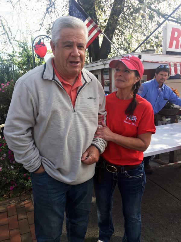 Jeff Kane, here with Debbie Gagnon, flew in from San Diego for the Red’s Day celebration. SUZI THAYER/Boothbay Register