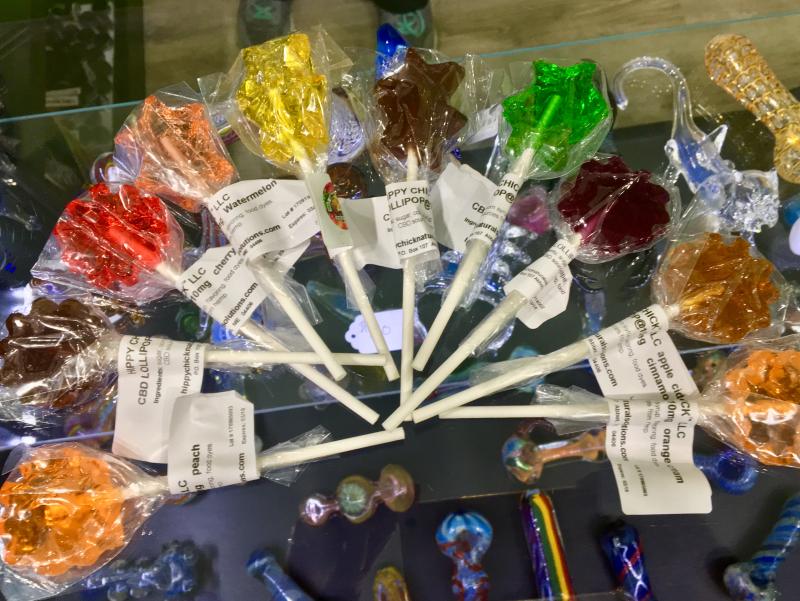 CBD-infused lollipops made by Hippy Chick at Pharmers Market. SUZI THAYER/Boothbay Register