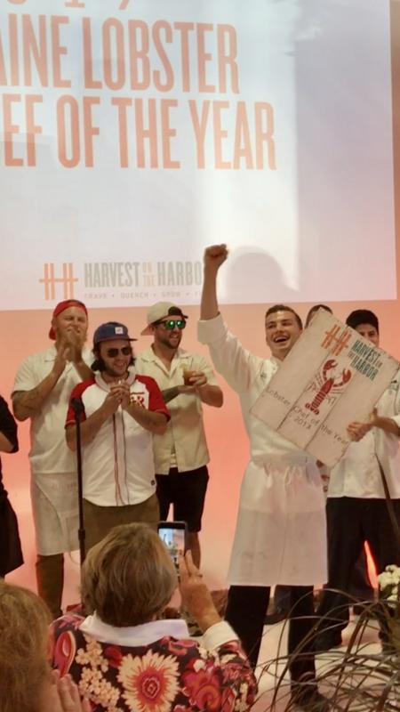 Nathaniel Adam reacts to the announcement that he won the Judges Choice Lobster Chef of the Year Award. Courtesy of Michelle Amero