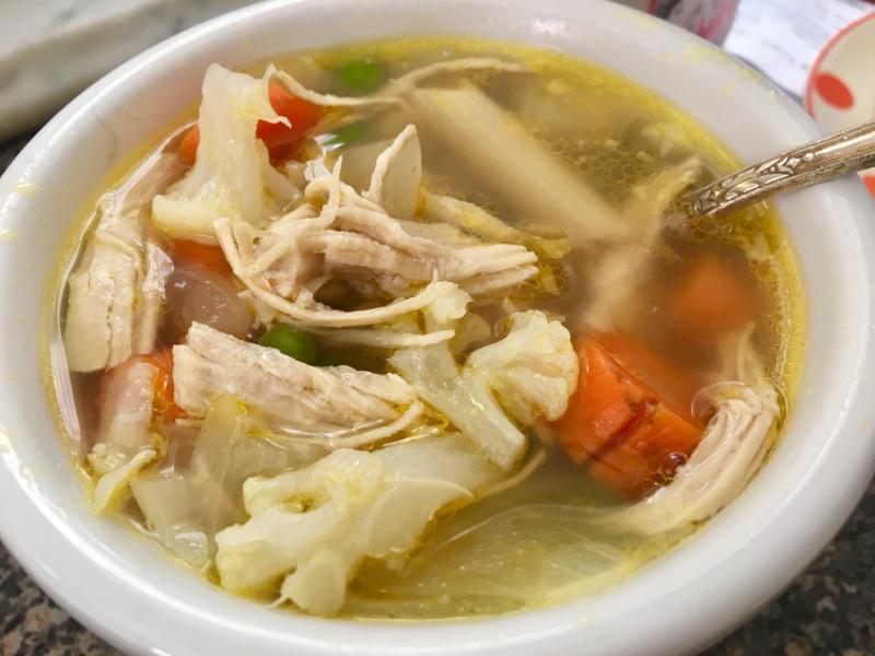 Chicken soup. Just plain old chicken soup. SUZI THAYER/Boothbay Register