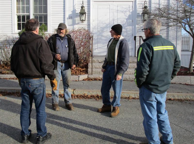 Fom left are Selectmen Ben Rines Jr. and Bob Blagden, building caretaker Joe Cahoon and public works employee Steve Christiansen. PHIL DI VECE/Wiscasset Newspaper