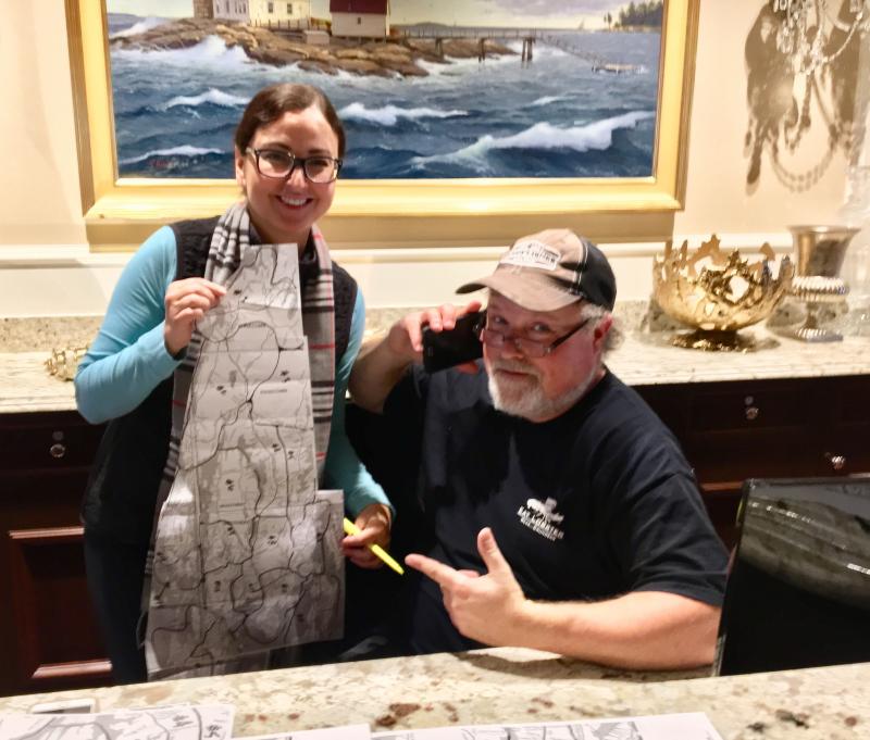 Michelle Amero and Doug Gimbel at the front desk of the Boothbay Harbor Country Club. SUZI THAYER/Boothbay Register