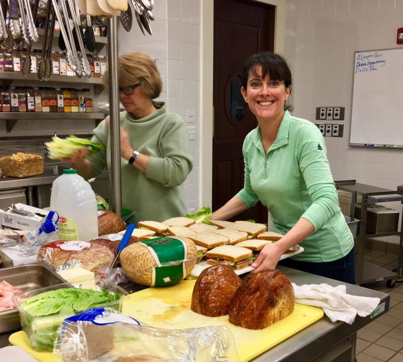 Melissa Neel makes sandwiches in the kitchen of the country club. SUZI THAYER/Boothbay Register