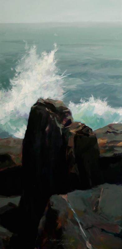 “Shore” - a 24” x 48” oil by Sandra Leinonen Dunn. Courtesy of the venue Sandra Leinonen Dunn