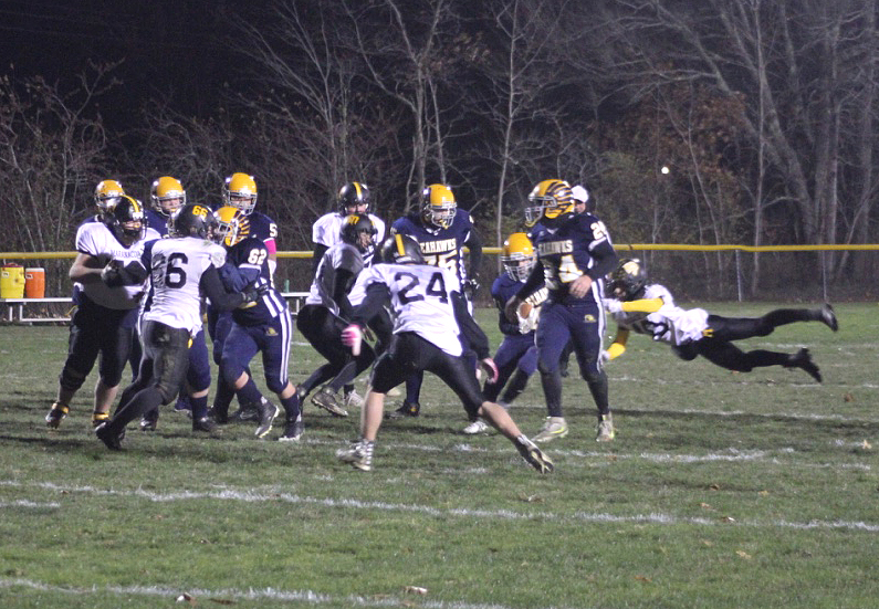 The inaugural Class E championship game was a hard-hitting and cold encounter Nov. 10 between No. 1 Boothbay and No. 2 Maranacook at Sherman Field. STEVE EDWARDS/Boothbay Register
