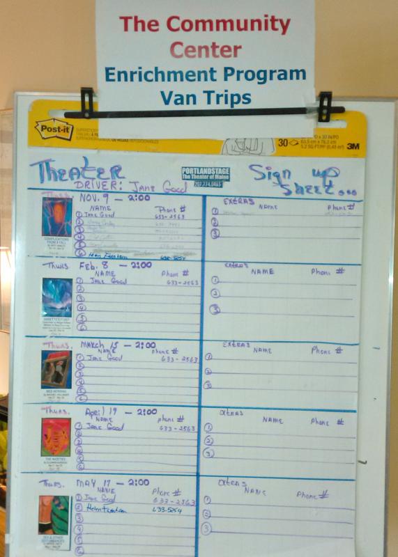 Six trips to matinees at the Portland Stage Theater are scheduled trips for the Community Center van. JANE CARPENTER/Boothbay Register