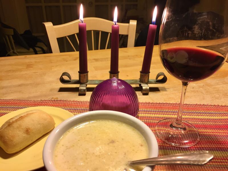 Hot fish chowder, a good crusty French roll, and a glass of wine, any color, by candlelight, is, like, totally awesome. SUZI THAYER/Boothbay Register