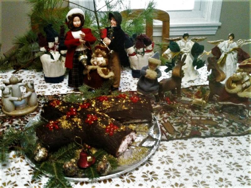 One of the many spins put on the classic French Christmas dessert, Bûche de Noël. Courtesy of Karen Charpentier