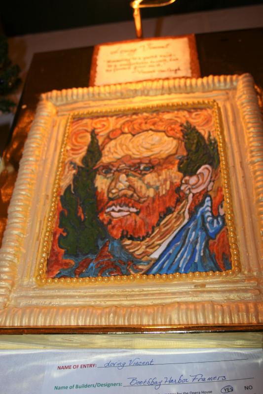 Susan Brackett’s Most Creative win of Vincent van Gogh, “Loving Vincent” “painted” with colored sugar. LISA KRISTOFF/Boothbay Register Susan Brackett