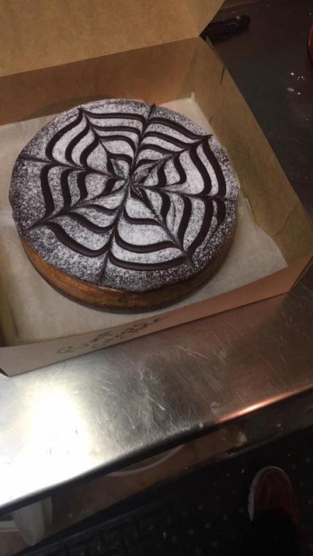 A Mammy’s Bakery pumpkin cheesecake with chocolate ganache. Courtesy of Jessica Deshiro