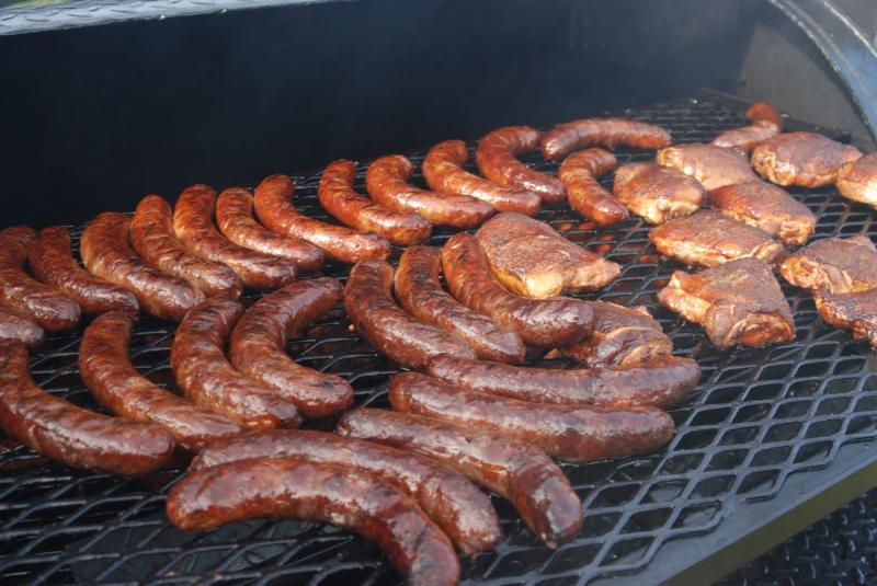 Fahrenheit 225 grilled sausage and chicken. Courtesy of Al Clark