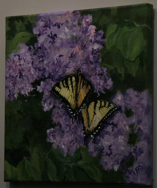 “Lilacs and Guests” - acrylic - Judy Nixon Judy Nixon