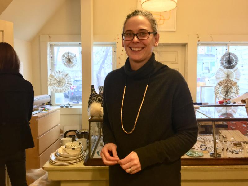 Erika Soule in her Wiscasset store, Rock Paper Scissors. SUZI THAYER/Boothbay Register