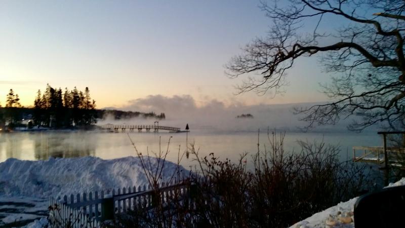 Sea smoke over Boothbay Harbor on Friday morning, Dec. 29. Courtesy of Julie Hoskeer