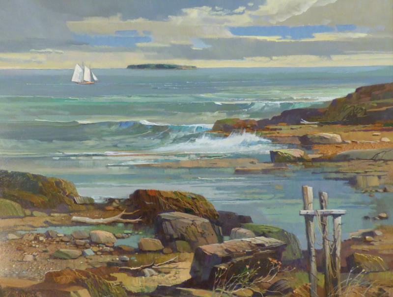 Laurence Sisson(1928-2015), Sunday Sail, oil on masonite, 18x24”